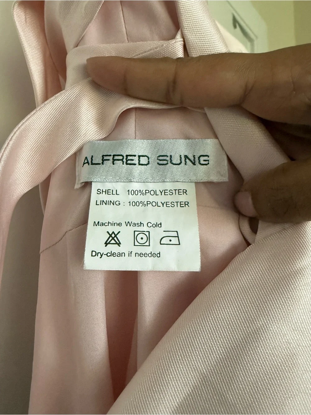 ALFRED SUNG Pale Pink Satin Dress - Picture 4 of 5